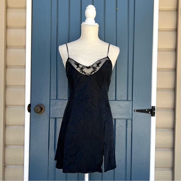 Victoria's Secret Other - Victoria's Secret Vintage 90's 100% Silk Slip Dress Heart Mesh Women Size Medium